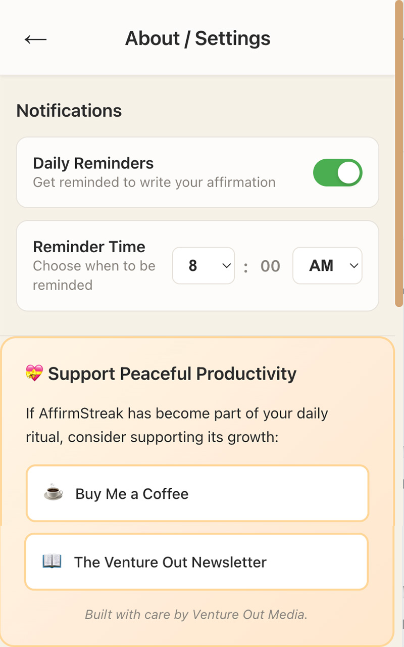 Settings and customization